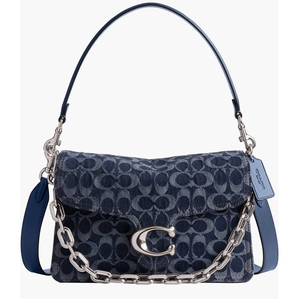 Signature Chain Denim Shoulder Bag
